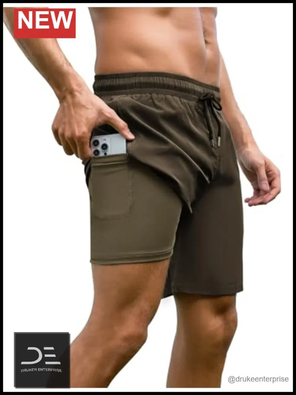 Mens Swim Trunks with Compression Liner 7